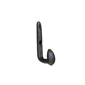 Industrial retro cast iron wall hook with matte black finish and dual mounting holes