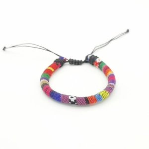 Handmade bohemian style colorful braided surfing bracelet with adjustable knot