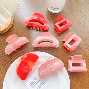 Elegant Acrylic Marble Pattern Hair Claws Sweet Glitter Geometric Shark Clips For Women Hair Accessories