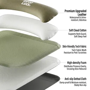 Cama impermeable de cuero para perros con estructura de 5 capas y base antideslizante