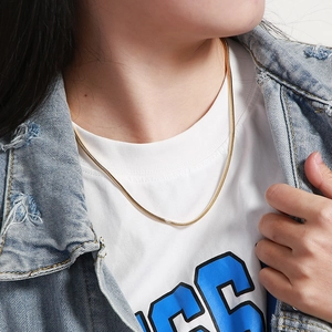 Sleek 18K gold plated stainless steel square snake chain necklace for men and women
