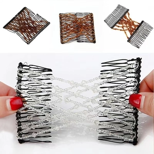 Pettine magico elastico per capelli con perline colorate e struttura in filo metallico estensibile