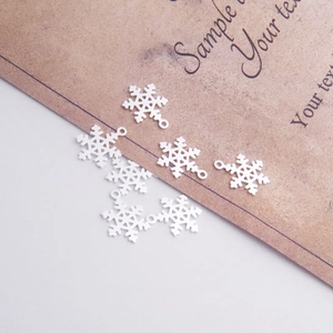 S925 sterling silver snowflake pendant charms for DIY handmade bracelet jewelry