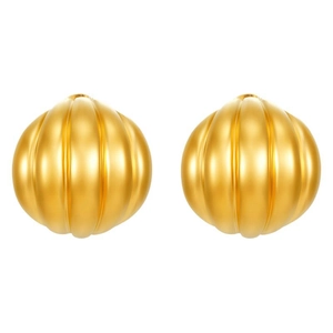 Irregular ribbed gold sphere earrings in 18k gold plated stainless steel for women