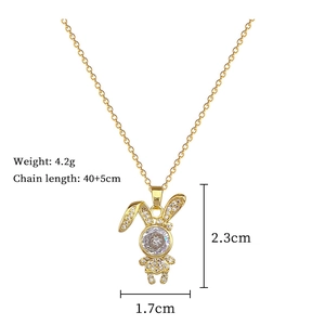 Detailed view of rabbit pendant with dimensions: 2.3cm height and 4.2g weight specs