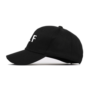 Casquette de baseball en coton noir avec broderie 3D 'LF' blanche de haute qualité