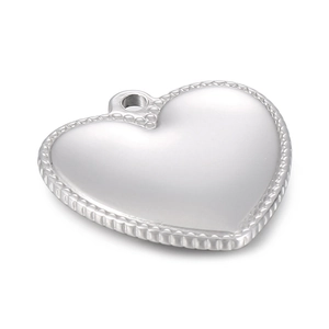 Pendentif cœur en argent poli avec bords perlés pour colliers ou boucles d'oreilles