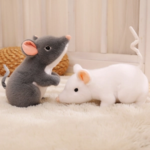 Realistic Plush Mouse Toy Soft Stuffed Animal Faux Fur Rodent Figurine Home Decor Gift For Kids Adults