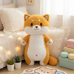 Peluche mignonne de Shiba Inu pour décoration de chambre avec guirlande lumineuse