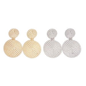 Boucles d'oreilles double disque ajouré texturé en finition dorée et argentée