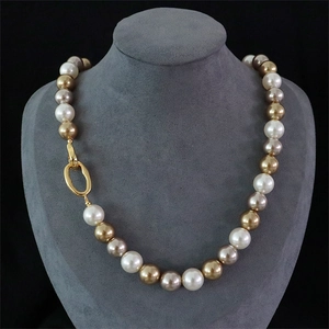 Elegant Tricolor Imitation Artificial Pearl Necklace And Bracelet Jewelry With Brass Geometric Toggle Clasp Fashion For Women