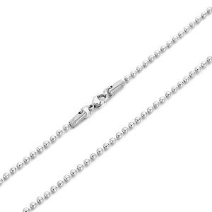 Collier minimaliste en chaîne à billes en acier inoxydable argenté avec fermoir
