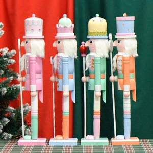 50cm macaron colored wooden nutcracker soldier puppets for Christmas home decoration