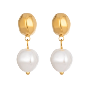 Orecchini a goccia con perle in acciaio inossidabile placcato oro 18 carati chic