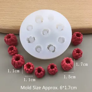 White silicone raspberry mold for DIY chocolate and cake decoration, 6x1.7cm size