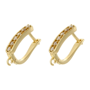 U-shaped 18K gold plated hoop earrings with zircon stones and DIY jewelry pendant hooks