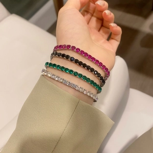 S925 sterling silver tennis bracelets with 4mm colorful cubic zirconia stones