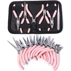 Jewelry Pliers Stainless Steel DIY Handmade Tools Pink Handle For Crafting Beads Professional Multi Functional