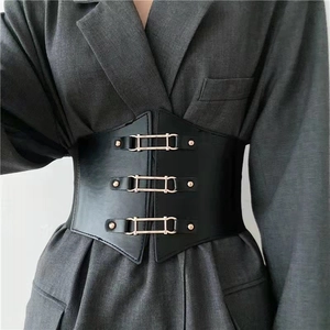 Femme Large Ceinture Corset Élastique Boucle en Alliage Mode Cuir PU Serre-taille Ceinture de Façonnage Pour Robe Chemise Bureau Accessoire
