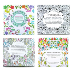 Secret Garden coloring books with intricate animal and floral ink line art designs