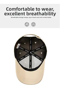 Détail de l'intérieur d'une casquette montrant la doublure respirante et les coutures