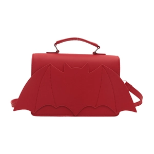 Bolso de mano rojo único con forma de murciélago y diseño de alas con correa ajustable