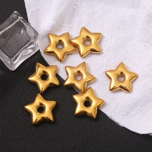 Gold Plated Stainless Steel Star Heart Flower Round Pendants Charms For DIY Necklace Bracelet Jewelry Making Accessories