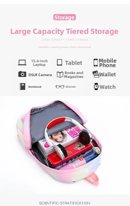 Detail of spacious interior layout of the gradient backpack fitting a 15.6-inch laptop
