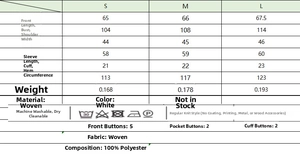 Size chart for deep V-neck blouse with detailed measurements in S, M, and L sizes