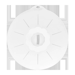 White food-grade silicone microwave cover with round splash guard and heat resistance