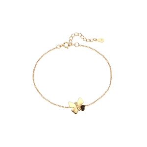 Detailed close-up of S925 sterling silver butterfly pendant with polished golden finish