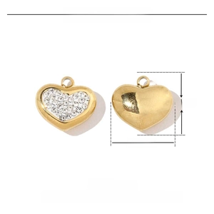 Detailspezifikationen für 10mm x 11mm Herzanhänger aus Edelstahl und Strasssteinen