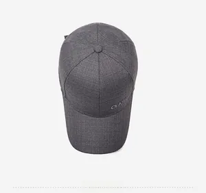 Top view of dark grey business suit fabric baseball cap with CLASS 3D embroidery detail