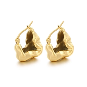 Irregular textured lava style 18K gold earrings for women with a modern metallic finish