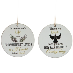 Memorial wooden plaque with jute rope featuring commemorative quotes for home decor