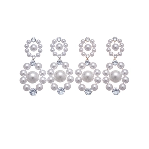 Elegant round pearl earrings with zircon inlay and interlocking double hoop design