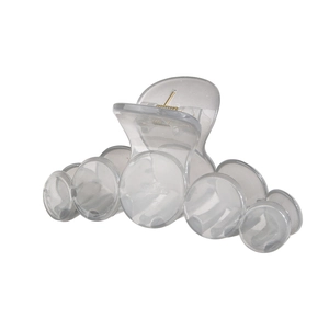 Transparent PS plastic hair claw clip with five-circle design and internal spring detail