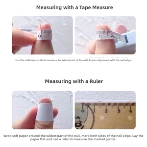 Detailed size guide for measuring nail width using soft tape and ruler methods