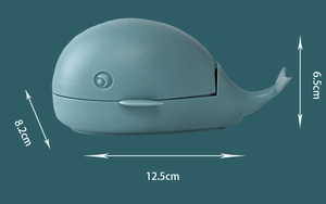 Whale-shaped laundry brush dimensions shown with length 12.5cm and width 8.2cm