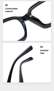 Detail of dark marble texture frame with comfortable nose bridge and antiskid legs