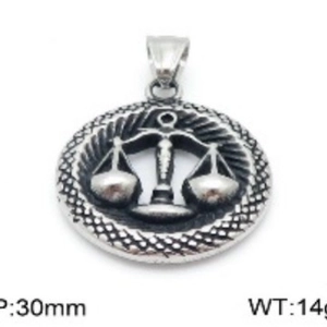 Pendentif vintage Balance en acier inoxydable avec bordure tressée et finition argentée
