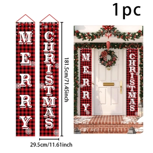 Détails des bannières de porte Merry Christmas à carreaux rouge et noir avec dimensions