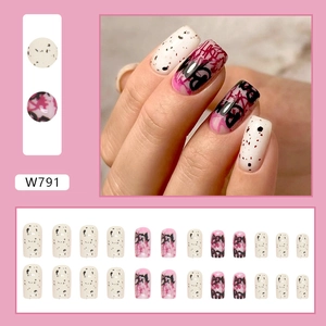Gothic black and red blood graffiti press-on nails with 24-piece full set showcase