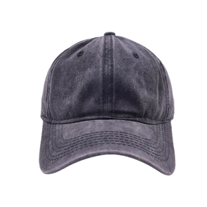 Vintage washed dark grey cotton baseball cap with adjustable strap for couples