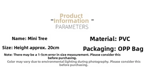Detailed size parameters for 20cm mini PVC Christmas tree in OPP bag packaging
