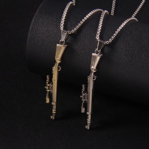 Hip hop men's submachine gun pendant necklaces in bronze and silver finishes