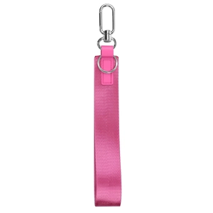 Dettaglio del cinturino in nylon intrecciato rosa con chiusura a moschettone in metallo