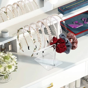 Clear acrylic headband display stand holder for hair accessories and scrunchies