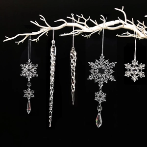 Christmas Acrylic Crystal Hanging Ornaments Clear Reindeer Snowflake Icicle Christmas Tree Decoration For Home Holiday Party