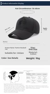 Tabella taglie dettagliata per cappellino da baseball in cotone con misure della testa